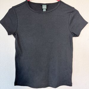 WILD FABLE Black Ribbed Crew Neck T-Shirt for Women Size XS, NWT